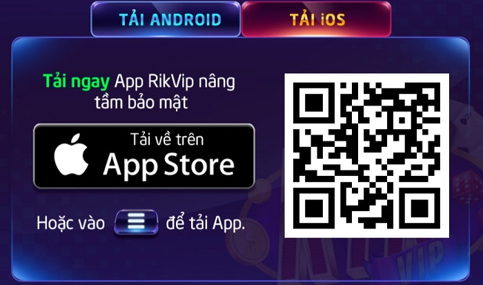 Quyét mã QR tải ngay App Rikvip ios